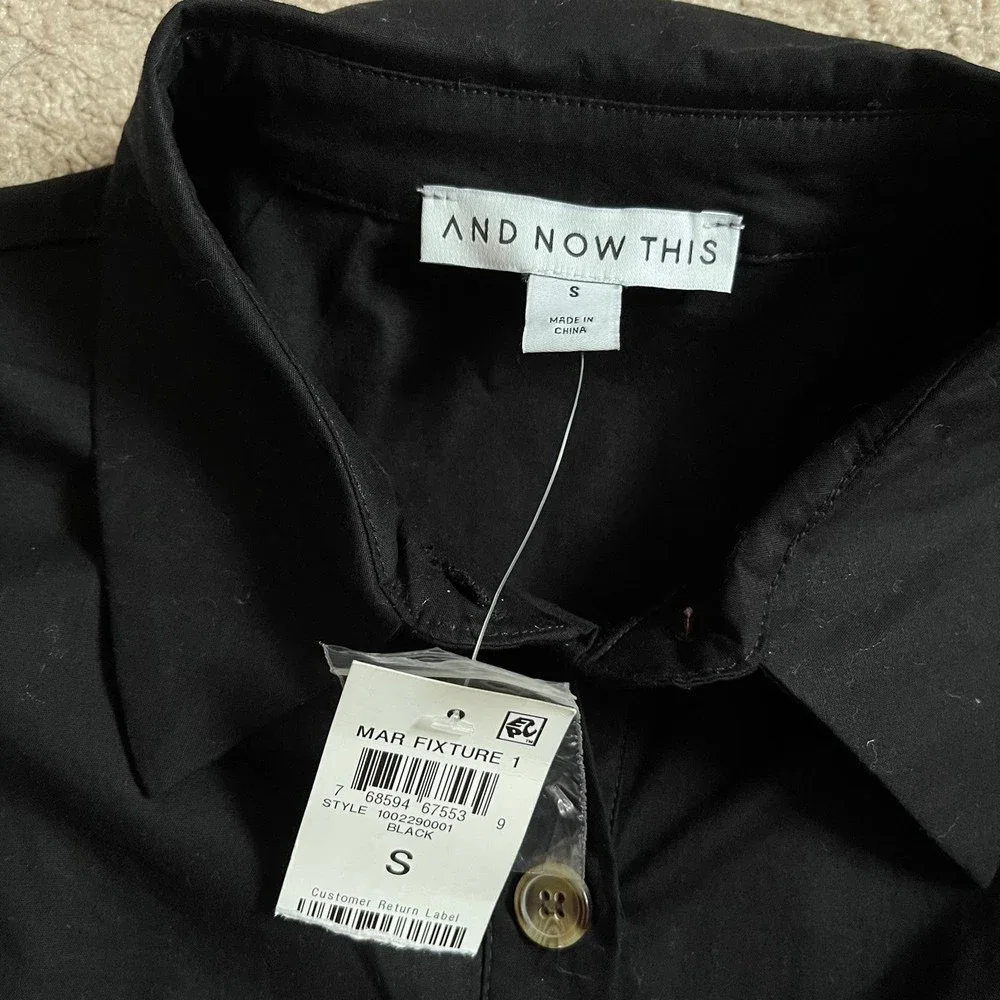 NWT And Now This Black scrunched dress with buttons size small - Picture 2 of 3